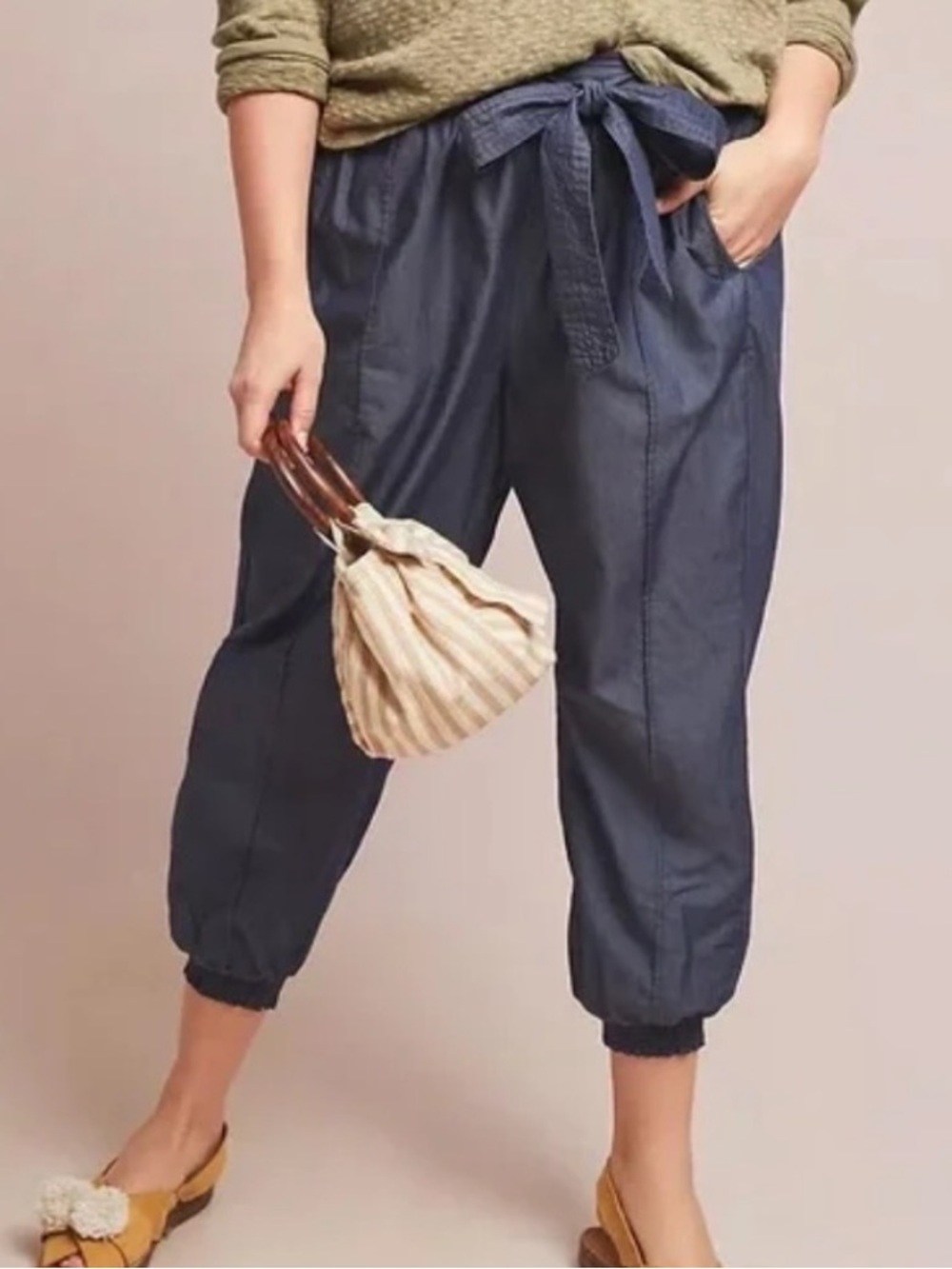 Anthropologie Lightweight denim Elastic-Waist Jogger Style Pants